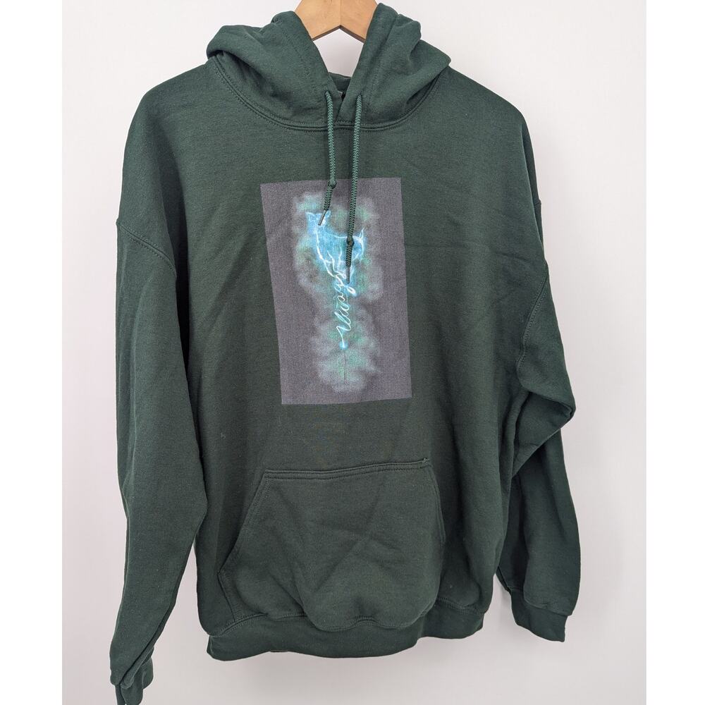 Harry Potter Always Patronus Hoodie Size L Green Snape Stag Sweatshirt Gildan